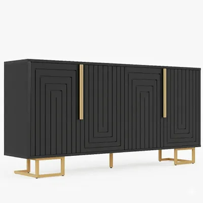 Productafbeelding van Zwarte buffetkast met geometrisch design en gouden details