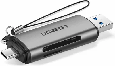 Produktbild von Ugreen SD / Micro SD Kartenleser für USB 3.0 / USB Typ C 3.0 grau (50706)