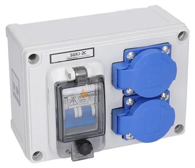 Doppelsteckdose Deutsch 200-250 V, 40 A RCD, wasserdicht, ABS