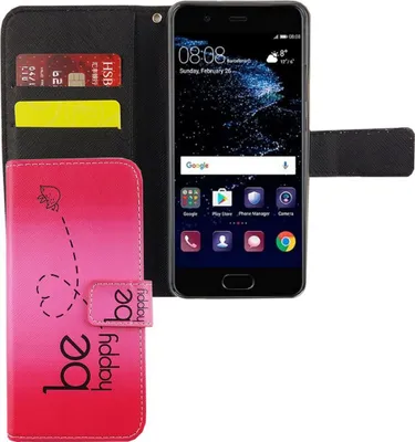 Produktbild von Handyhülle Tasche für Handy Huawei P10 Be Happy Pink