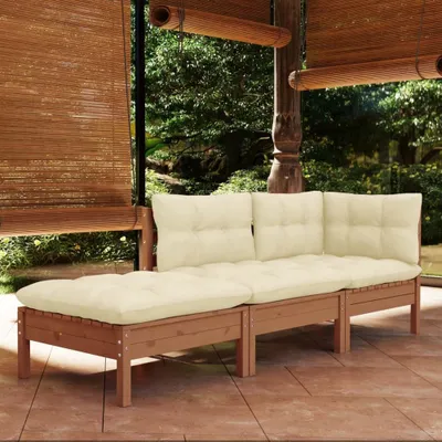 Image de Ensemble salon de jardin avec coussins pin massif Meubles de jardin Lounges groupe de sièges Outdoor