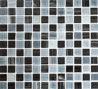 Produktbild von Mosaikfliese Transluzent strichschwarz weiß Glasmosaik Crystal strichschwarz weiß MOS64-0302