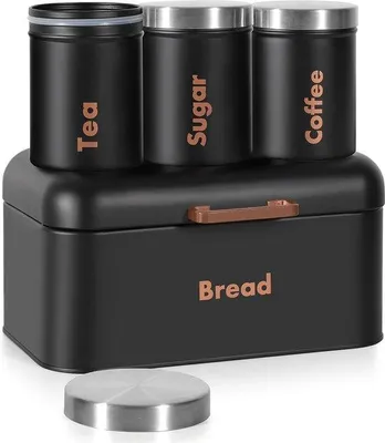 Image de Boîte à sandwich en métal noir avec couvercle à charnière