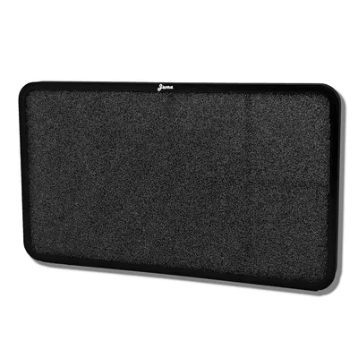 A black filter for a tumble dryer is shown against a white background.