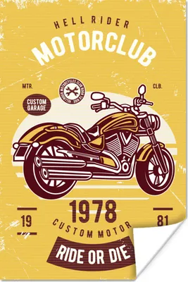 Produktbild von MuchoWow® Poster Motorrad - Vintage - Zeichnung - Zitat 20x30 cm - Papierdruck