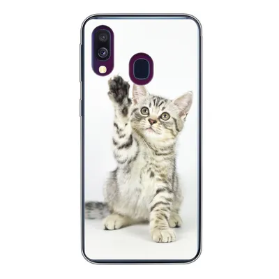 Produktbild von MuchoWow® Handyhülle Schutzhülle Hülle für Samsung Galaxy A40 Kätzchen - Pfote - Weiß - Mädchen - Kinder - Jungen - Kind Silikon Softcase Handy Hülle - Handy-Tasche