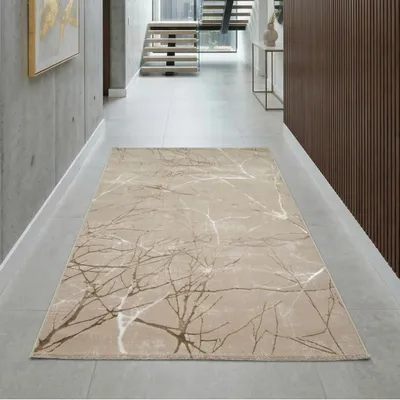 Produktbild von Designer Teppich Ästemuster in beige Größe - 80 x 150 cm