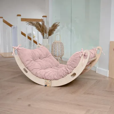 Produktbild von MAMOI® Kletterbogen mit Kissen, Kissen für Regenbogenwippe, Kletterdreieck, Baby Klettern, Holzbogen für Kinder, Spielplatz, Klettergerüst Indoor