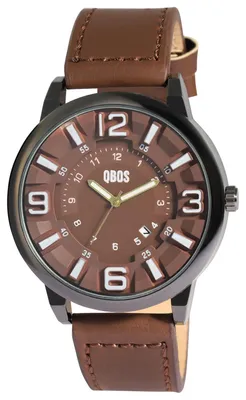 Image de Montre pour homme, bracelet imitation cuir, affichage de la date