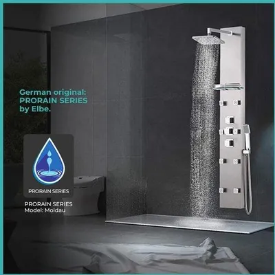 Image de Douche en acier inoxydable avec thermostat et jets d'hydromassage