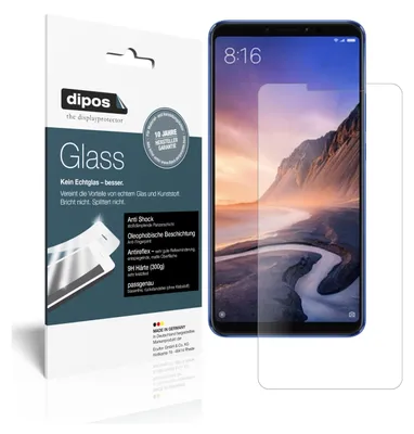Produktbild von 2x Schutzfolie für Xiaomi Mi Max 3 matt - Anti-Shock 9H Folie dipos Glass