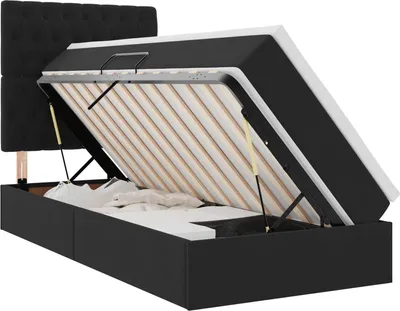 Immagine prodotto di Letto con contenitore e materasso Nero 100 x 200 cm Velluto