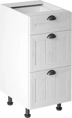 Produktbild von Küchenunterschrank 40 cm Küche mit Schubladen ohne Arbeitsplatte, Provence D40S3 Weiß/Matt