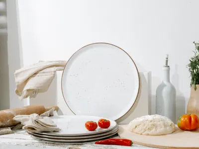 Produktbild von CreaTable, 24847, Vintage Nature Weiss, Pizzateller 4-tlg, Porzellan