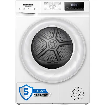Produktbild von Heinner HHPD-HMY70FD++, Freistehend, Frontlader, Wärmepumpe, Weiß, Drehregler, Berührung, Rechts