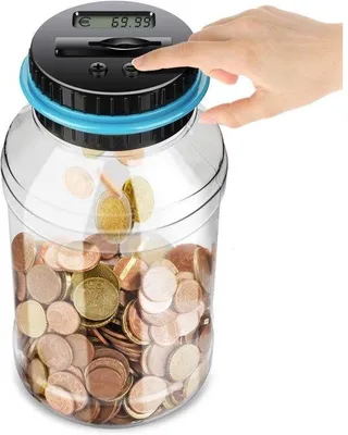 Image de Caisse enregistreuse numérique avec écran LCD - Comptage automatique des pièces - Caisse enregistreuse électronique de grande capacité - Convient aux enfants et aux adultes - 1,8 L - Caisse enregistreuse électronique