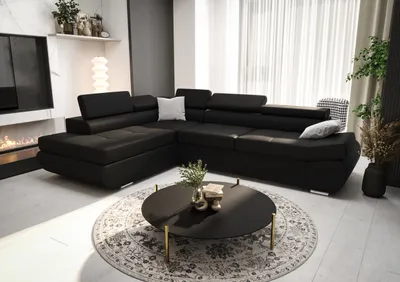 Produktbild von Ecksofa 280 cm Schwarz Rechts Kunstleder Kongo RBN03