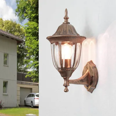 Produktbild von Wandlampe außen IP44 Kupfer E27 Glas Aluminium Rustikal Außenwandleuchte Garten Haus