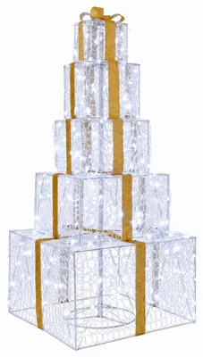 Image de vidaXL Boîte cadeau décorative LED pour Noël, empilable, 250 LED, lumière blanche froide