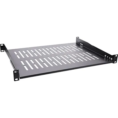 Produktbild von InLine 19" Fachboden, 350mm, 50kg, 1HE, RAL 9005 schwarz, Regal, SPCC, Schwarz, 1,62 kg