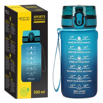 Produktbild von 4FIZJO Trinkflasche Tritan 500 ml, Sport, Fitness, Outdoor, BPA-frei, auslaufsicher, robust, blau