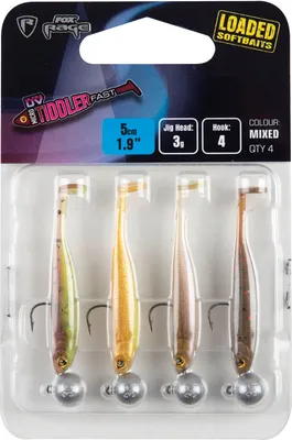 Image de Fox Rage Micro Tiddler, leurre souple multifonction, coloris mélange UV, 5 cm, 3 g - 4 leurres