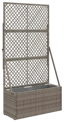 Produktbild von vidaXL Gartenpflanzer mit Gitter Grau 70 x 30 x 135 cm Poly-Rattan