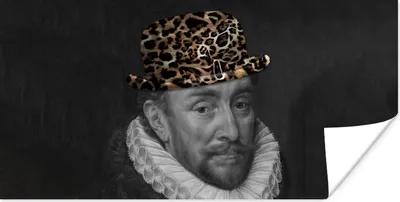 Produktbild von MuchoWow® Poster Wilhelm von Oranien - Pantherdruck - Hut 120x60 cm - Bild