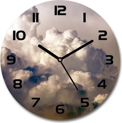 Produktbild von Wanduhr aus Glas 30fi Glasbild Glasuhr Gehärtetes Glas - schwarze-zeiger - Clouds in the sky