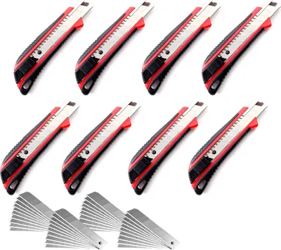 Produktbild von CCLIFE 8 Stück Cuttermesser 18mm, Teppichmesser mit Sicherheitslock inkl. 40 Ersatzklingen