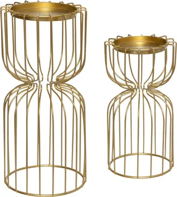 Zdjęcie produktu dla Zestaw metalowych świeczników na tealight, złote