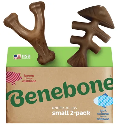 Productafbeelding van Benebone, 2 stuks, visvormig/vleugelvormig kauwspeeltje, hondenbot, groot