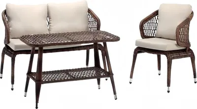 Immagine prodotto di Set di divani marrone Mobili da giardino moderni Tavolino Divano 2 posti Poltrona