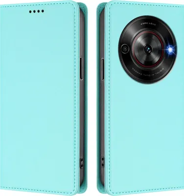 Image de Étui en cuir pour ZTE Blade A75 5G, étui à rabat magnétique en cuirPolyuréthaneavec support, vert menthe