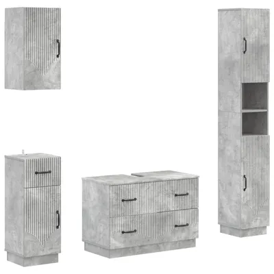 Imagen del producto de vidaXL Juego de 4 armarios para baño, modelo HOORN, color gris cemento, fabricado en material de madera