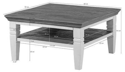 Produktbild von MASSIVMOEBEL24.DE Couchtisch Mango 85x85x45 weiß lackiert TOULOUSE #112