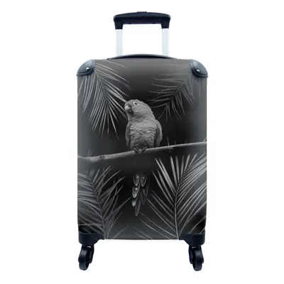 Produktbild von MuchoWow® Koffer Handgepäck Trolley Rollkoffer Kleine Reisekoffer mit 4 Rollen - Vogel auf schwarzem Hintergrund - schwarz und weiß - Cabin Size < 55x40x23 cm & 55x40x20 cm - Fotokoffer - Kabinenkoffer - Boardgepäck - Reise-Box - Reisekoffer - Reisegepäck - Koffer mit Bild - Trolley für Kinder