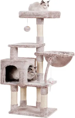 Productafbeelding van Famanu kraboom voor katten met plateau, hangmat en sisal krabpalen - 111 cm