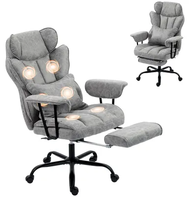 Produktbild von HOMCOM Bürostuhl ergonomisch Drehstuhl mit 6-Punkt-Massage und Wärme, Grau