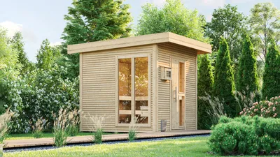 Produktbild von weka Saunahaus 45 mm KUOPIO mit neuem Fenster, natur x B x T x H x 263 x 298 x 0