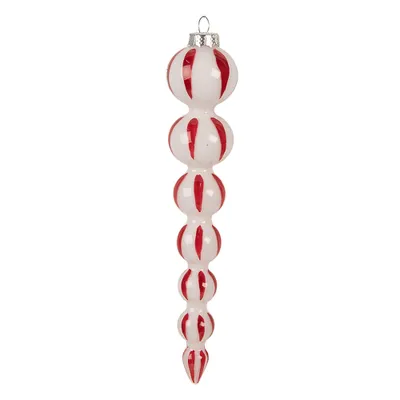 Produktbild von Clayre & Eef Weihnachtskugel Ø 4x18 cm Weiß Rot Glas