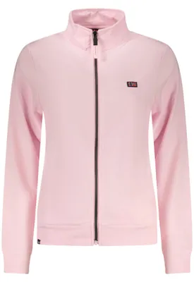 Image de Sweat-shirt rose pour femme avec fermeture éclair et application
