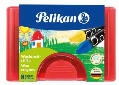 Produktbild von Pelikan Wachsmalstifte wasserfest Kunststoff-Etui mit 8 dicken runden Stiften und Schaber