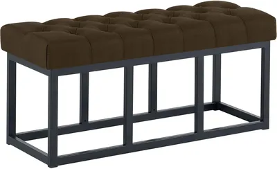 Produktbild von CLP Sitzbank Amun Stoff mit schwarzem Metallgestell pulverbeschichtet gepolstert | Farbe braun Größe 100 cm