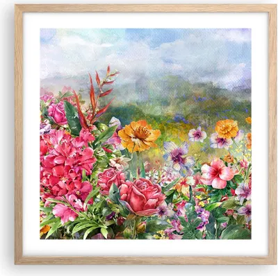 Produktbild von Gerahmtes Poster - Rahmen in heller Eiche - blume sommer natur - 50x50 cm - Wand Bild - Wanddeko - Wandbilder - Wandposter - Bilderrahmen - Bilder - Kunstdruck - Wandbild - P2NAC50x50-3843