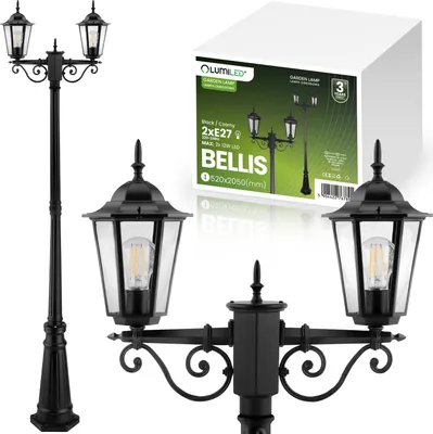Produktbild von Lumiled path light vintage outdoor light vonkajšia stojacia lampa 230V 200 cm lucerna stojaca lampa hliníková čierna vodotesná pre všetky žiarovky E27 2xE27 ideálna pre vonkajšiu záhradu retro záhradná lampa