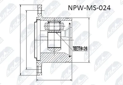 Produktbild von NTY Gelenksatz Antriebswelle Getriebeseitig für MITSUBISHI L 200 / Triton Pickup (KAT, KBT) NPW-MS-024