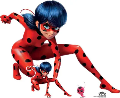 Produktbild von Ladybug Pappfigur Hockende Position - Miraculous Ladybug und Katze ein m
