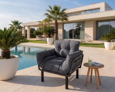 Produktbild von Hanah Home, Elegantes Garten-Sofa-Bett Anthrazit, 1-Sitzer, 14-fach verstellbar