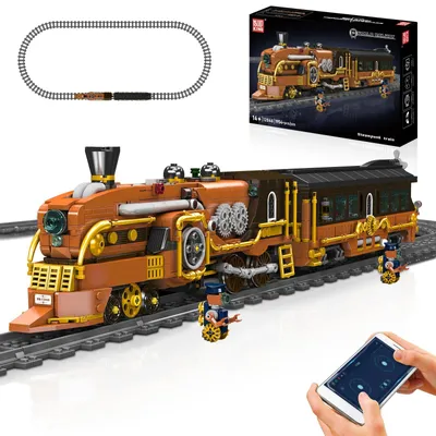 Produktbild von Mould King 12046 Technik Zug Bausteine Modell, 1954 Teile Ferngesteuertes Zug Blockmodell mit Fernbedienung und App Dual Control, Train Eisenbahn Kit als Spielzeug und Geschenk (14 Jahre und älter)